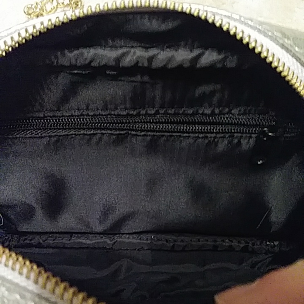 Victoria's Secret Silver Handbag With Golen Chain Strap View 3